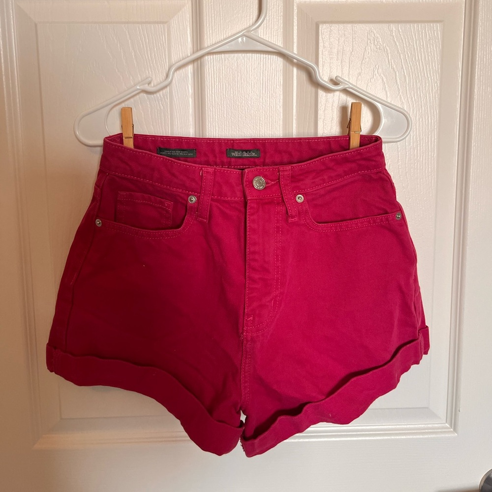 High Rise Magenta Mom Shorts